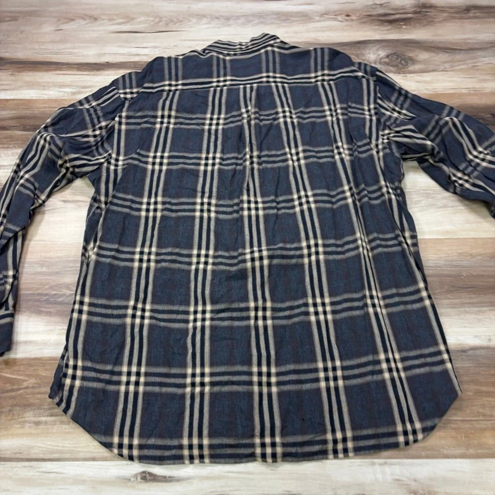 Vintage 90s Banana Republic Rayon Shirt Large Plaid Portugal Grunge Drapey